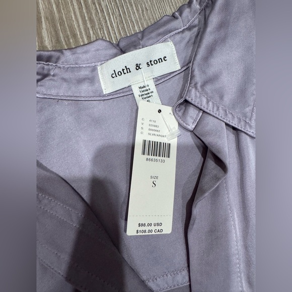 Anthropologie Cloth & Stone Soft Lavender Satin Top - Picture 2 of 6